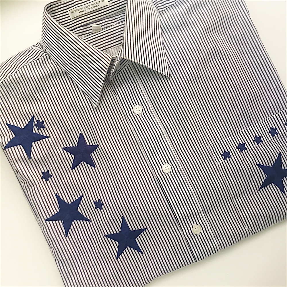 Stripe Star Trend Applique Embroidered 90’s Top - Picture 7 of 8